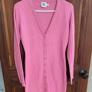 Princess Polly pink knit striped cardigan dress womens size L XL